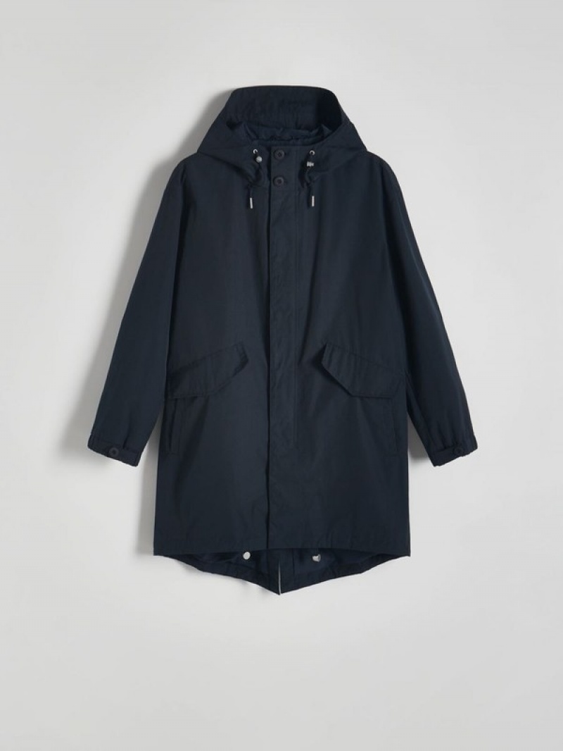 Reserved Mit Kapuze Parka Mäntel Herren Navy | 5409-PRLXM