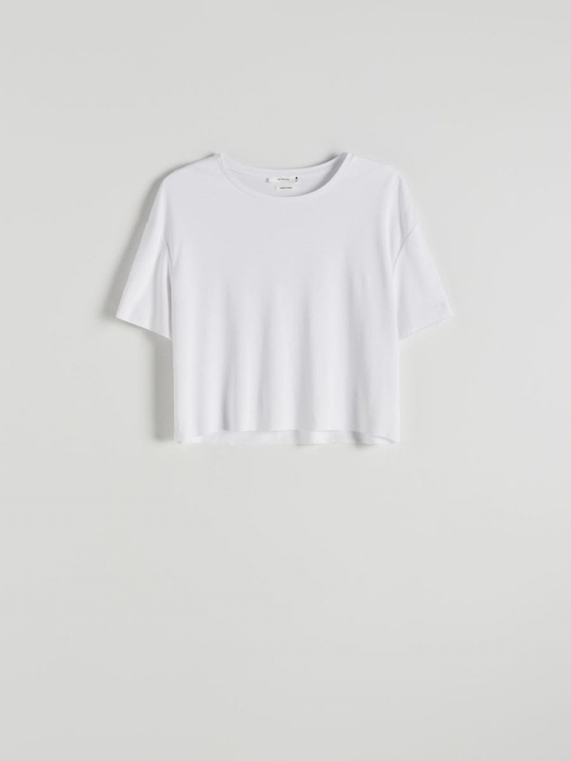 Reserved Modal Blend T-shirts Damen Weiß | 1904-GLZHW