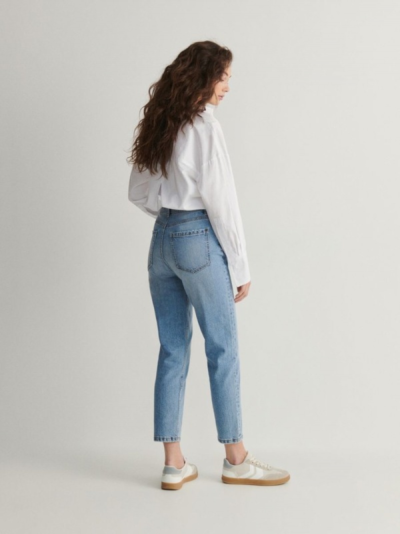 Reserved Mom Fit Slim Jeans Damen Blau | 7104-RBFTI