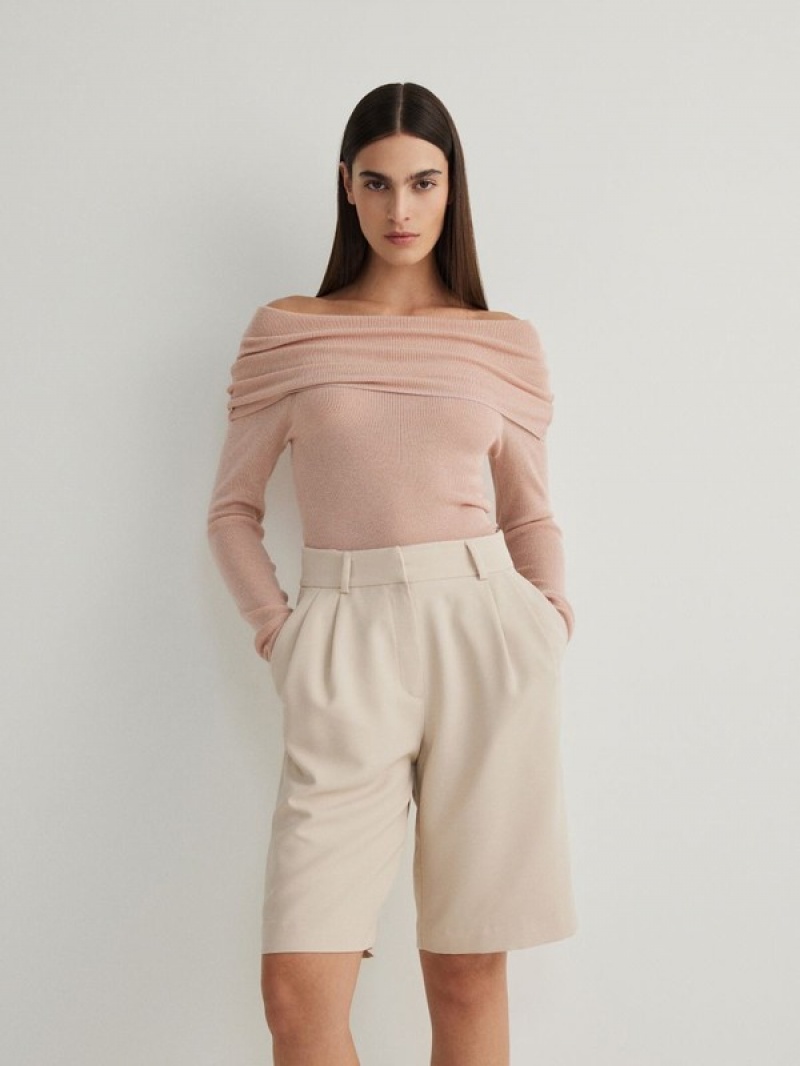 Reserved Off Shoulder Pullover Damen Rosa | 8702-AFOXY