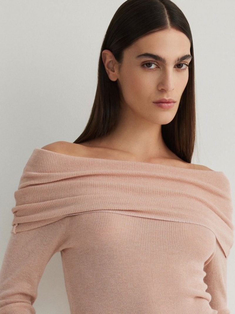 Reserved Off Shoulder Pullover Damen Rosa | 8702-AFOXY