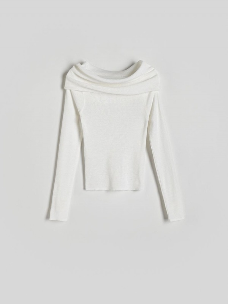 Reserved Off Shoulder Pullover Damen Weiß | 4728-KQVPM