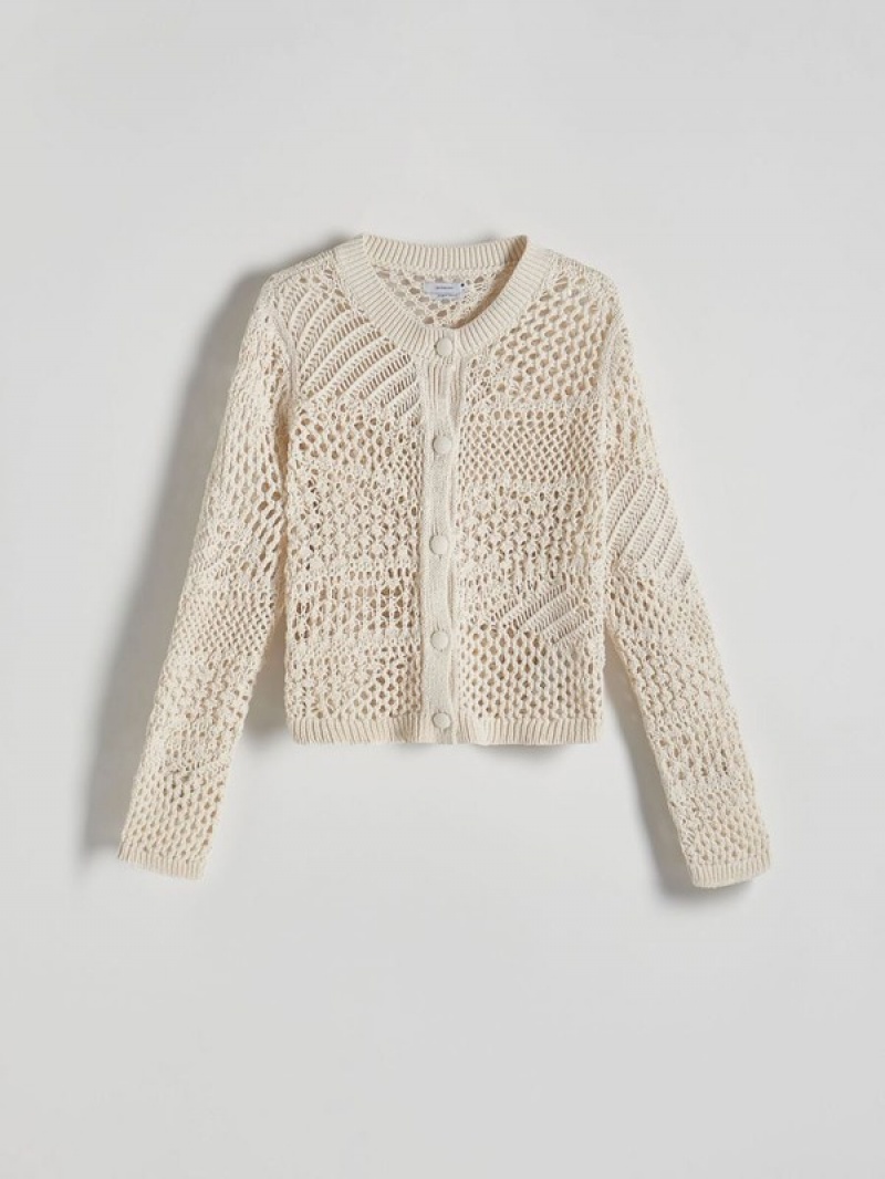 Reserved Openwork Cardigan Pullover Damen Beige | 6329-LDHCO