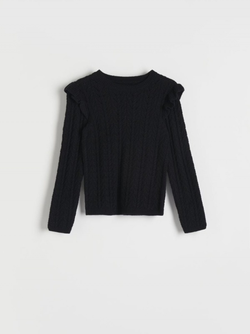 Reserved Openwork Pullover Mädchen Schwarz | 0645-WXUDF