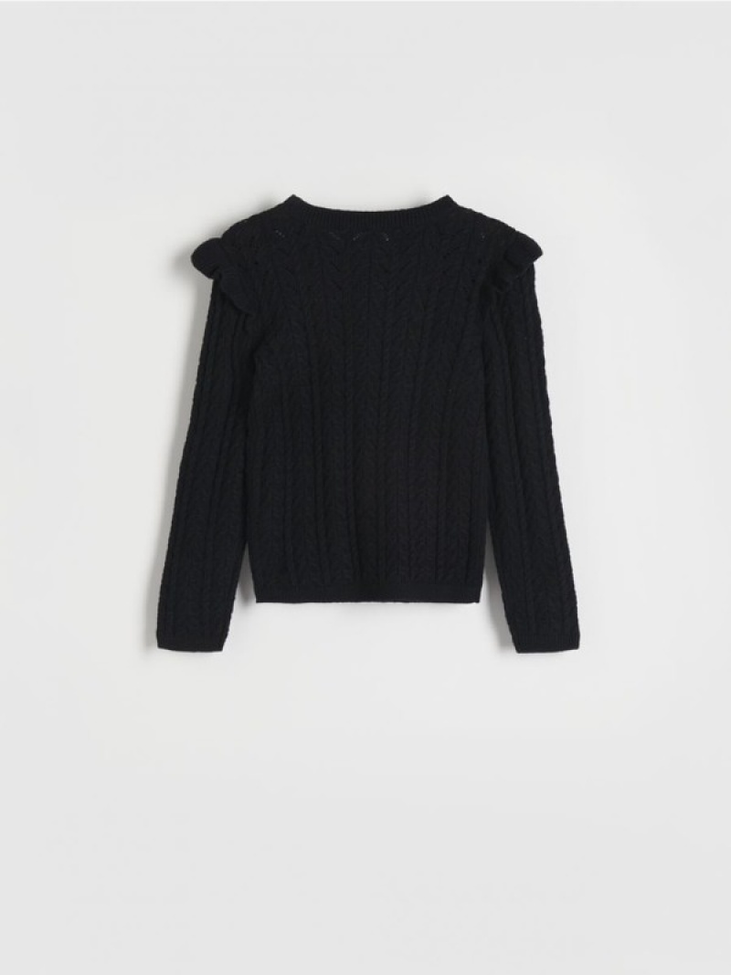 Reserved Openwork Pullover Mädchen Schwarz | 0645-WXUDF