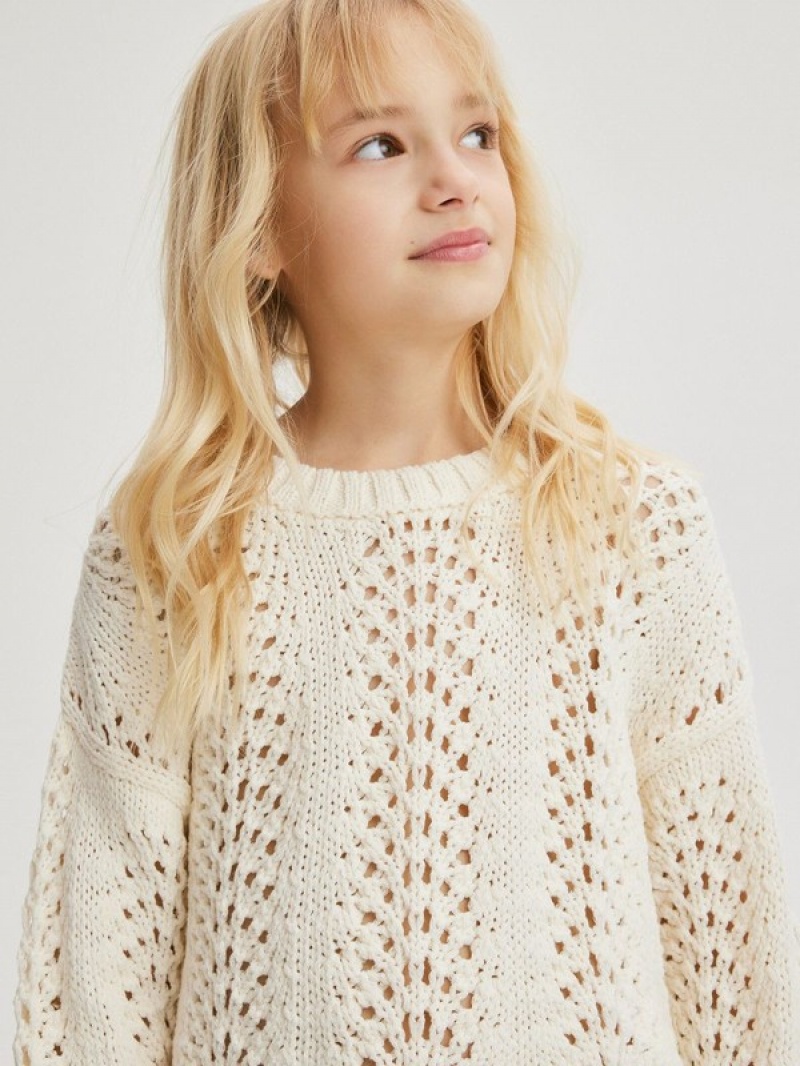 Reserved Openwork Pullover Mädchen Weiß | 9617-ROGHL