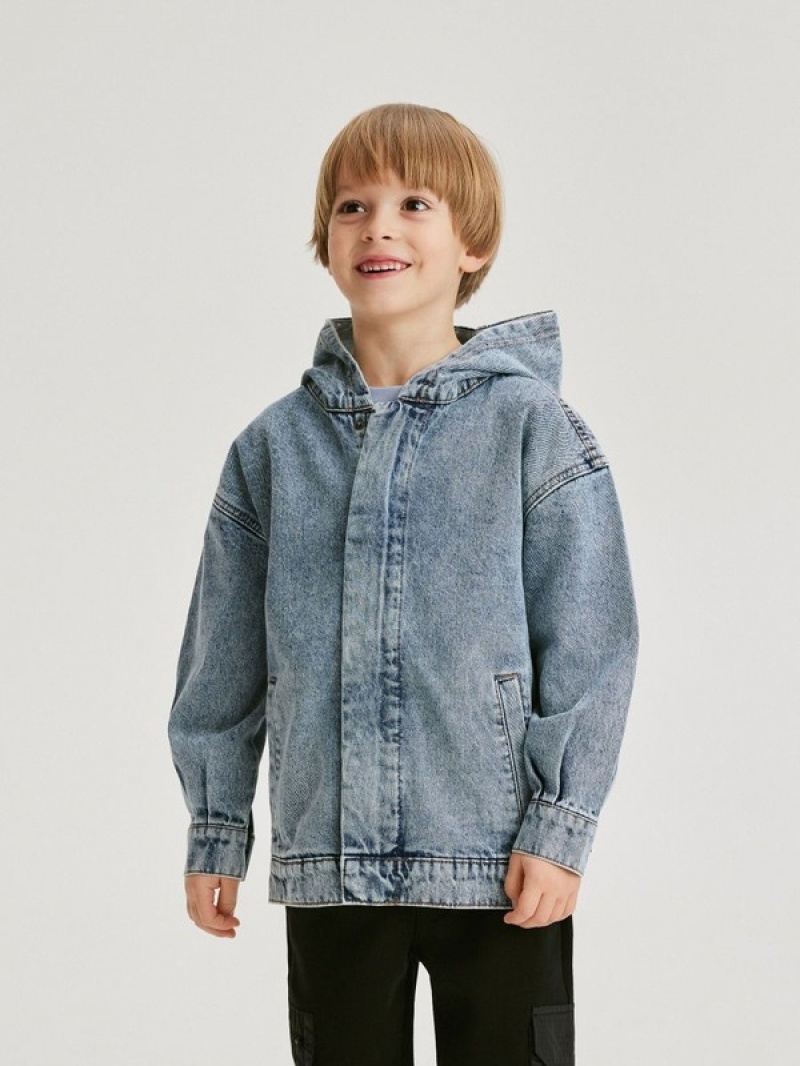 Reserved Oversize Denim Jacken Jungen Blau | 7086-VCFMU