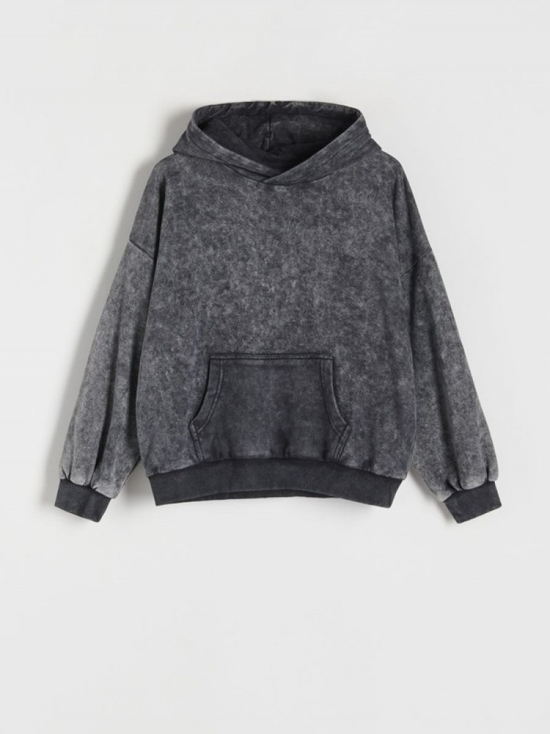 Reserved Oversize Sweatwash Effect Pullover Jungen Dunkelgrau | 9748-KEFVH