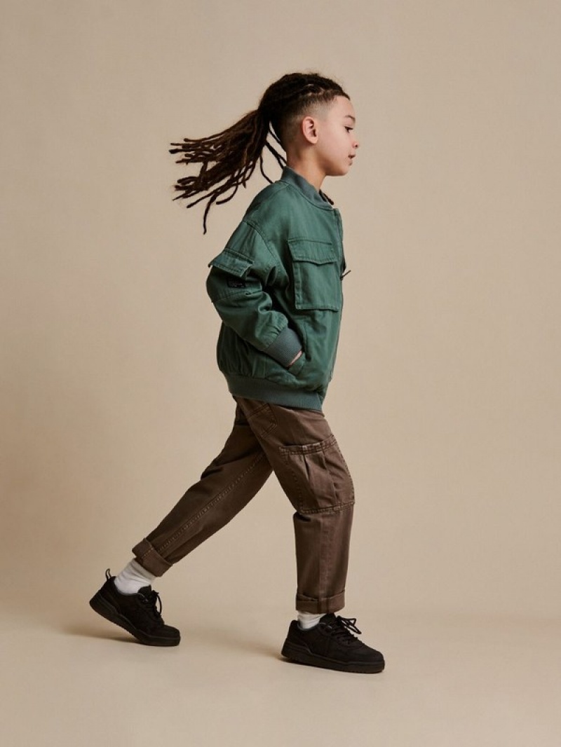 Reserved Oversized Baumwoll Bomber Jacken Jungen Grau Grün | 6802-DWBVY