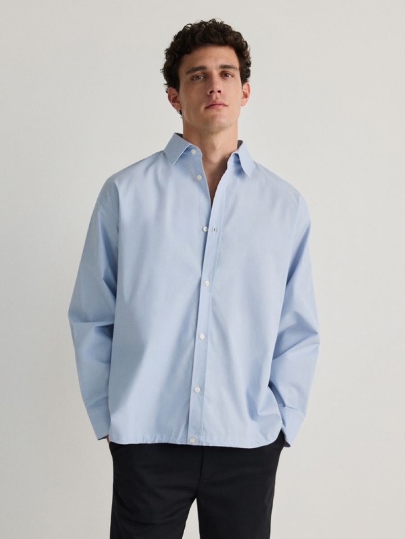 Reserved Oversized Baumwoll Hemd Herren Blau | 6907-DMIKU