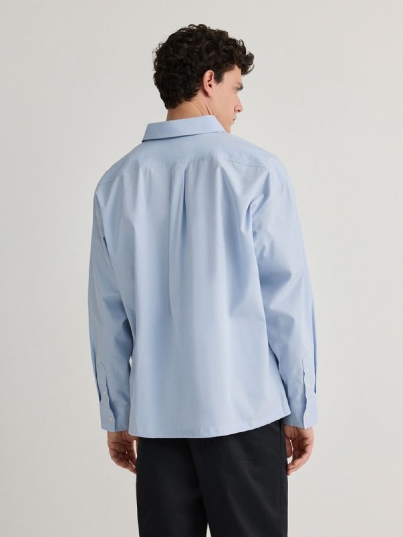 Reserved Oversized Baumwoll Hemd Herren Blau | 6907-DMIKU