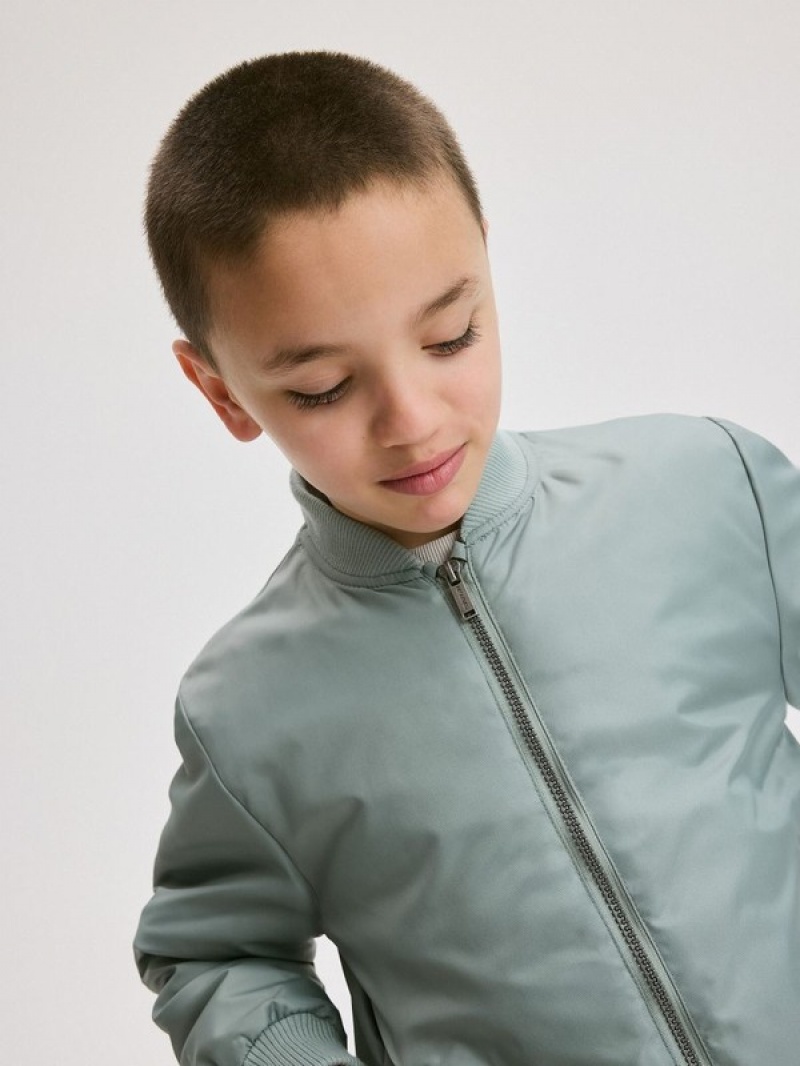 Reserved Oversized Bomber Jacken Jungen Türkis Grün | 3689-DBFUX