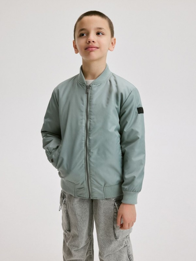 Reserved Oversized Bomber Jacken Jungen Türkis Grün | 3689-DBFUX