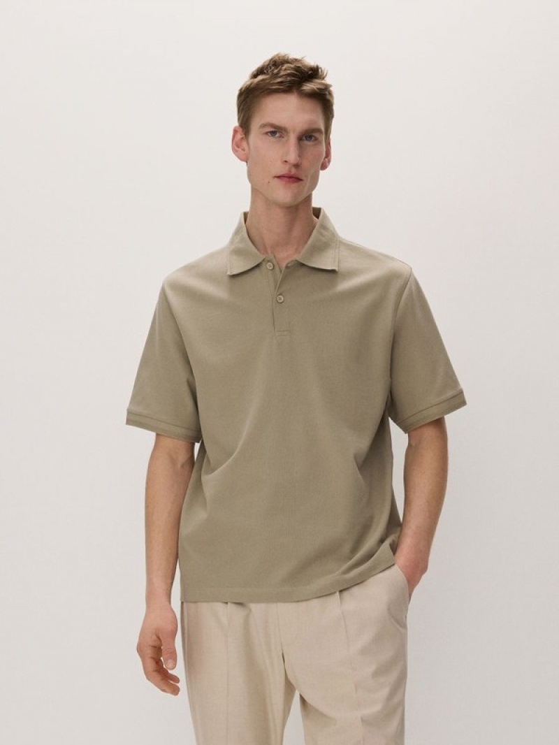 Reserved Oversized Polo Shirts Herren Hellolivgrün | 7630-OIYJM