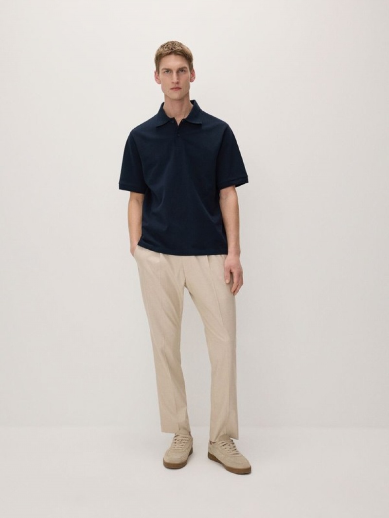 Reserved Oversized Polo Shirts Herren Navy | 7814-AKMQU