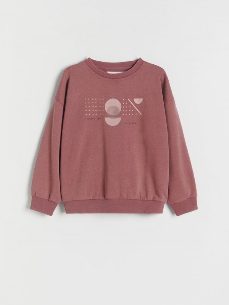 Reserved Oversized Printed Pullover Jungen Lila | 5914-BTQPK