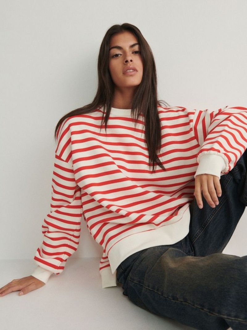 Reserved Oversized Stripe Sweatshirts Damen Mehrfarbig | 2478-CZAVN