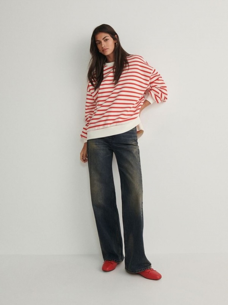 Reserved Oversized Stripe Sweatshirts Damen Mehrfarbig | 2478-CZAVN