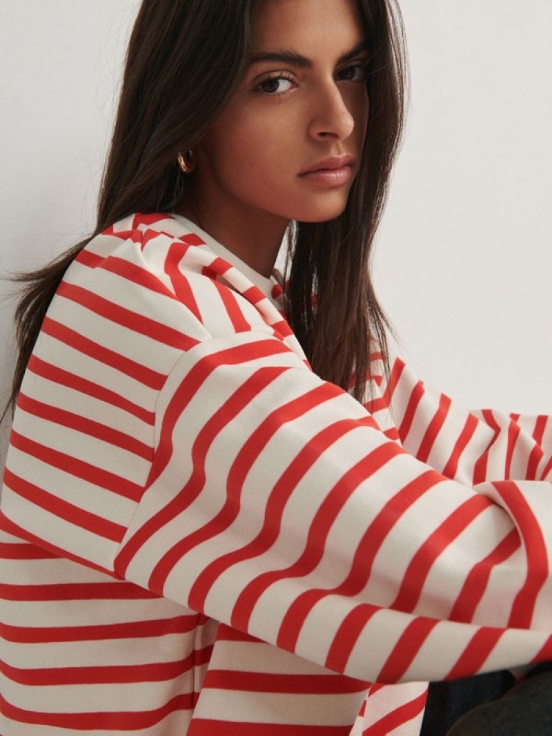 Reserved Oversized Stripe Sweatshirts Damen Mehrfarbig | 2478-CZAVN