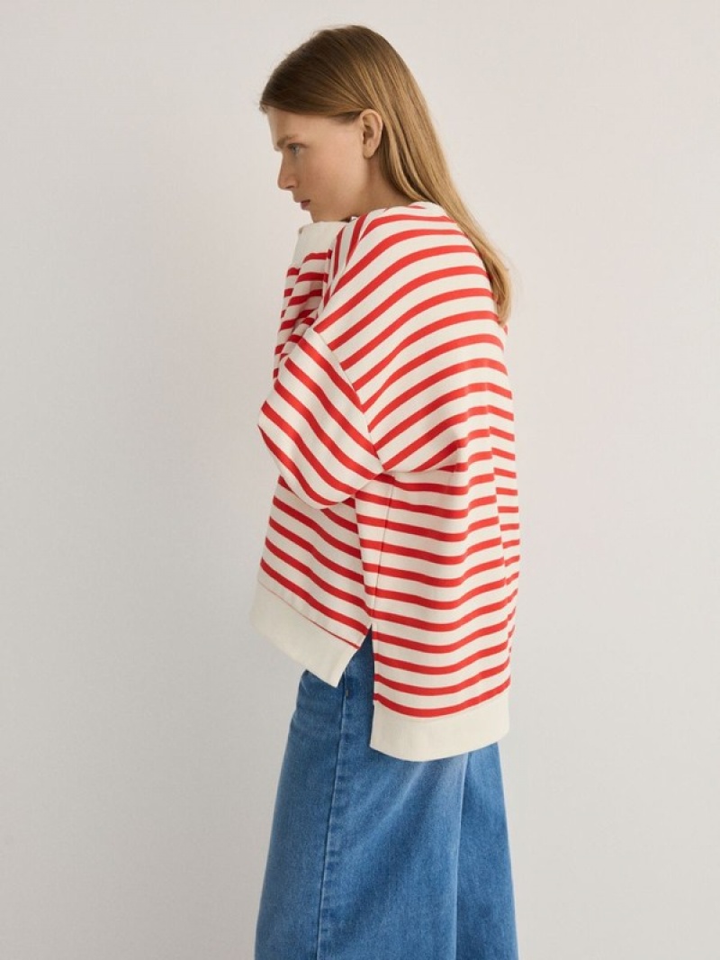 Reserved Oversized Stripe Sweatshirts Damen Mehrfarbig | 1785-HBEAR