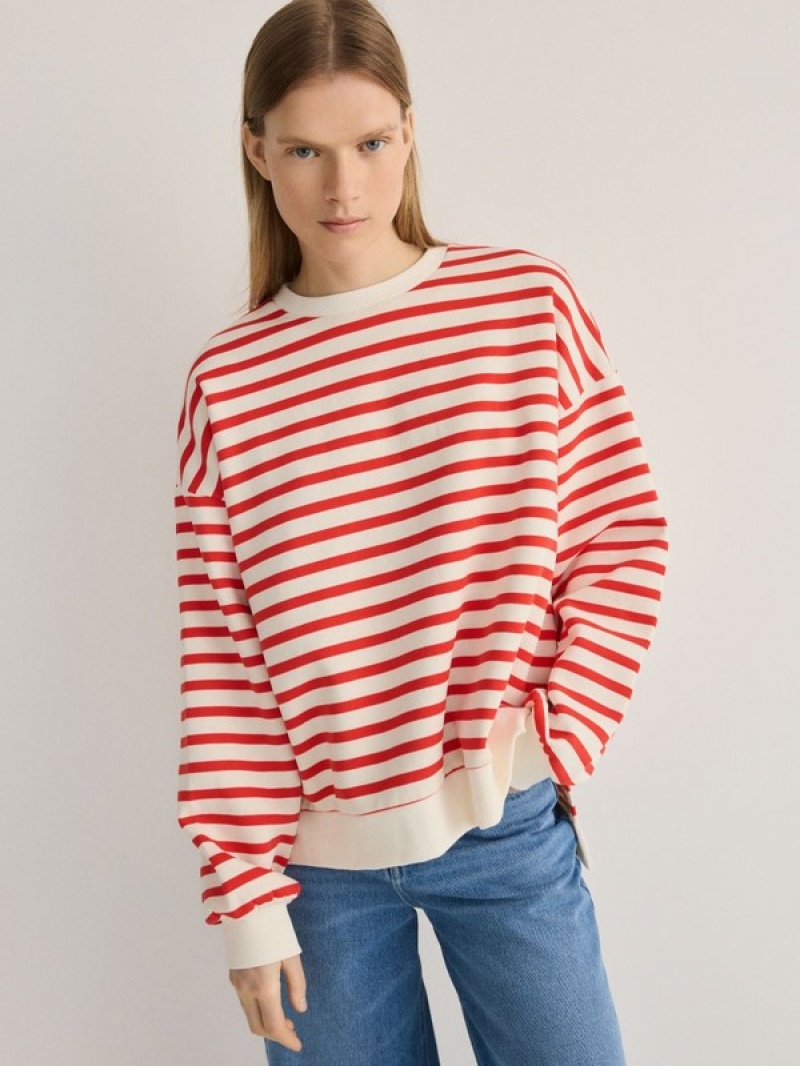 Reserved Oversized Stripe Sweatshirts Damen Mehrfarbig | 1785-HBEAR