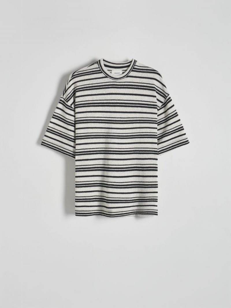 Reserved Oversized Stripe T-shirts Herren Weiß | 0197-YRVBW