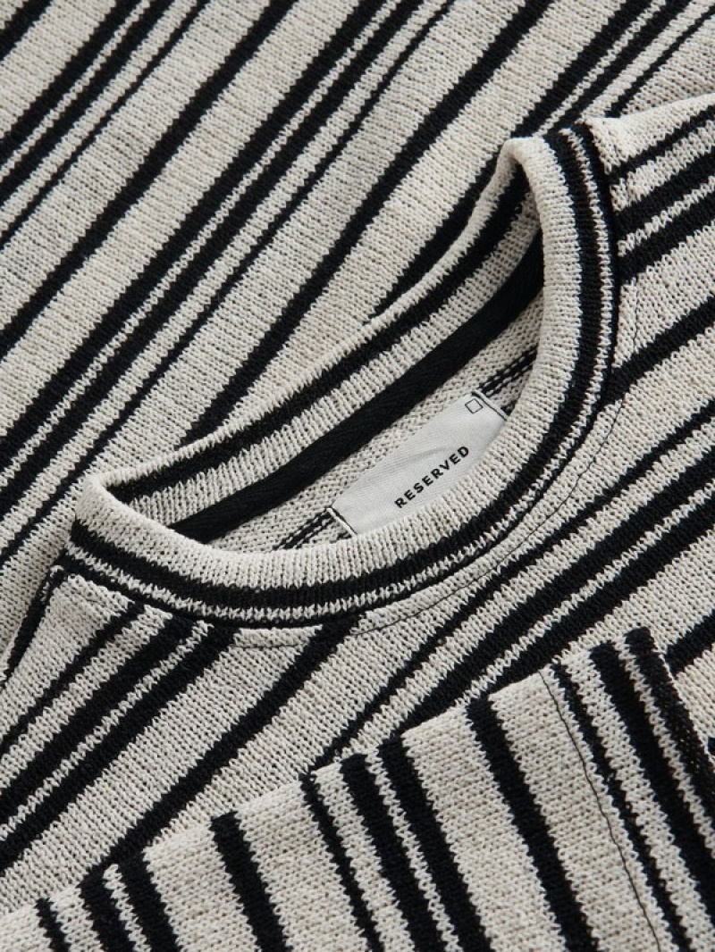 Reserved Oversized Stripe T-shirts Herren Weiß | 0197-YRVBW