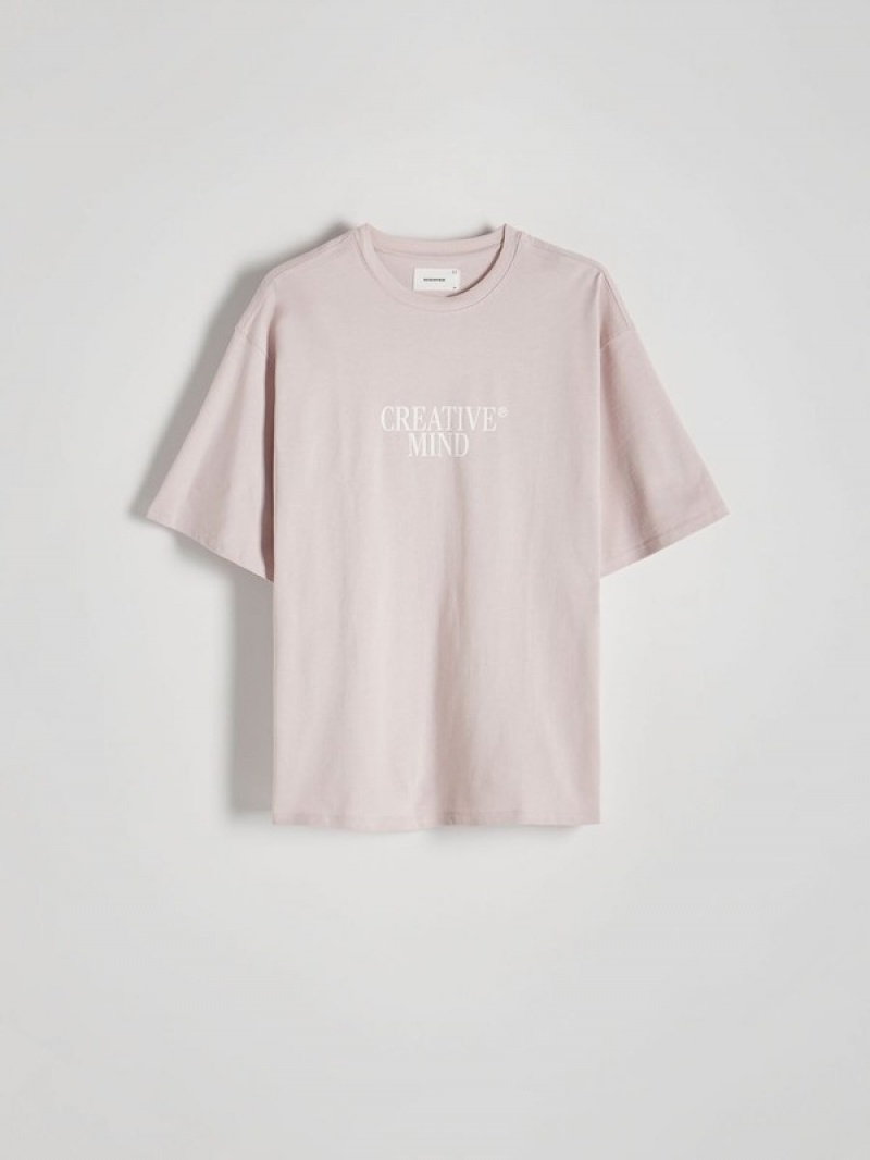 Reserved Oversized T-print T-shirts Herren Rosa | 8076-ENWLD