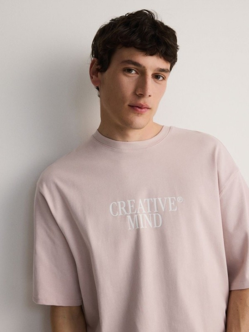 Reserved Oversized T-print T-shirts Herren Rosa | 4683-PLWIB