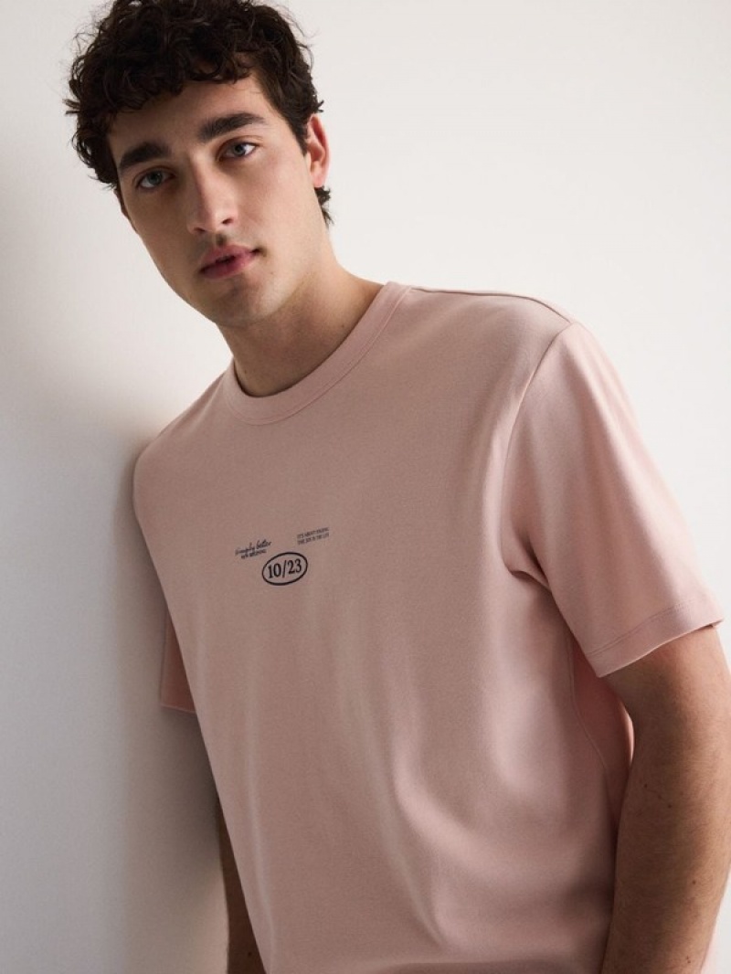 Reserved Oversized T-print T-shirts Herren Rosa | 1357-AFRGH