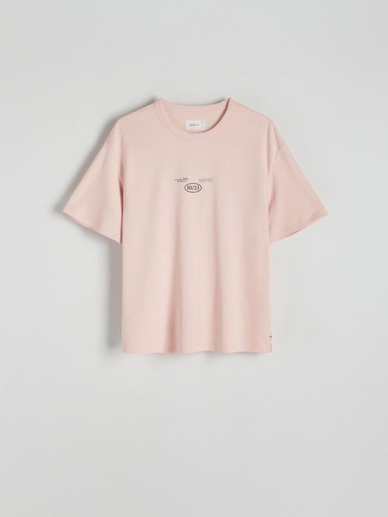 Reserved Oversized T-print T-shirts Herren Rosa | 1357-AFRGH