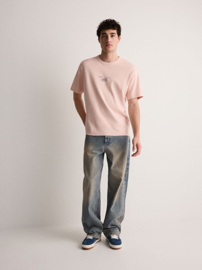 Reserved Oversized T-print T-shirts Herren Rosa | 1357-AFRGH