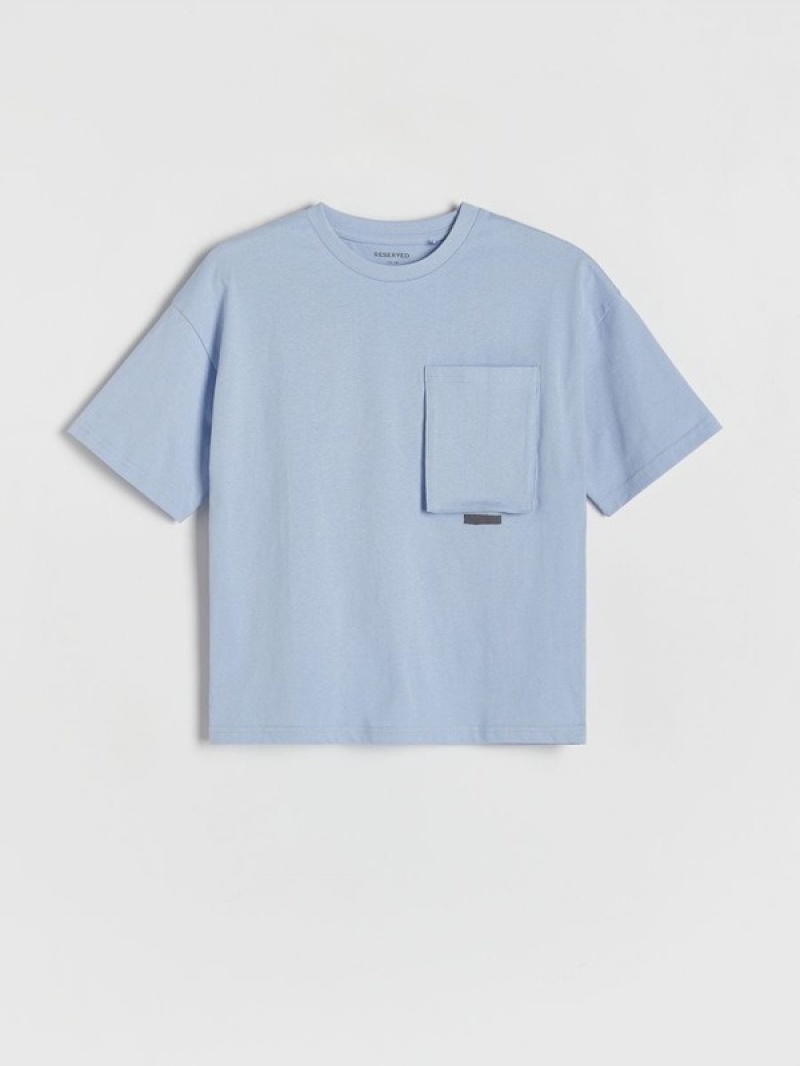 Reserved Oversized T-print T-shirts Jungen Blau | 4986-YUBZS