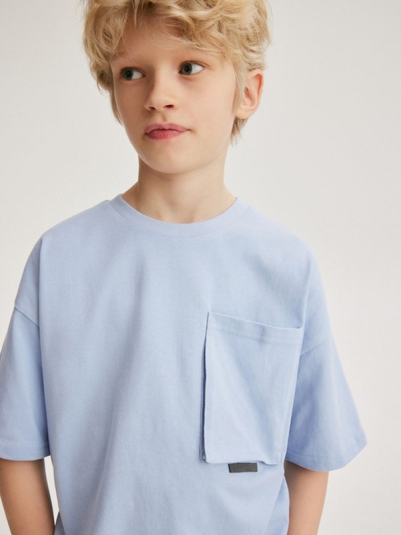 Reserved Oversized T-print T-shirts Jungen Blau | 4986-YUBZS