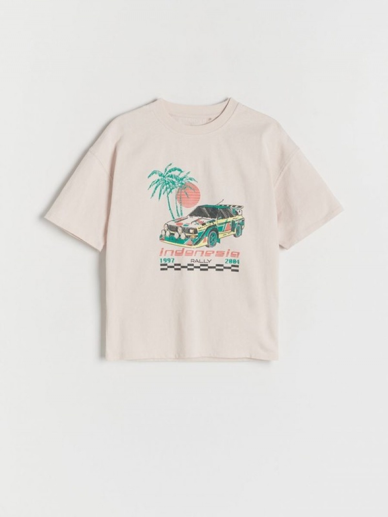 Reserved Oversized T-shirts Jungen Beige | 8731-QNDIE