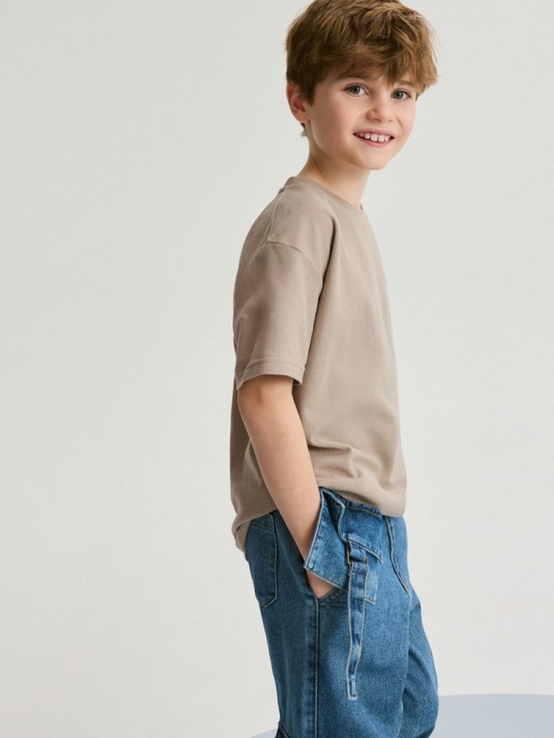 Reserved Oversized T-shirts Jungen Beige | 1476-UPYBV