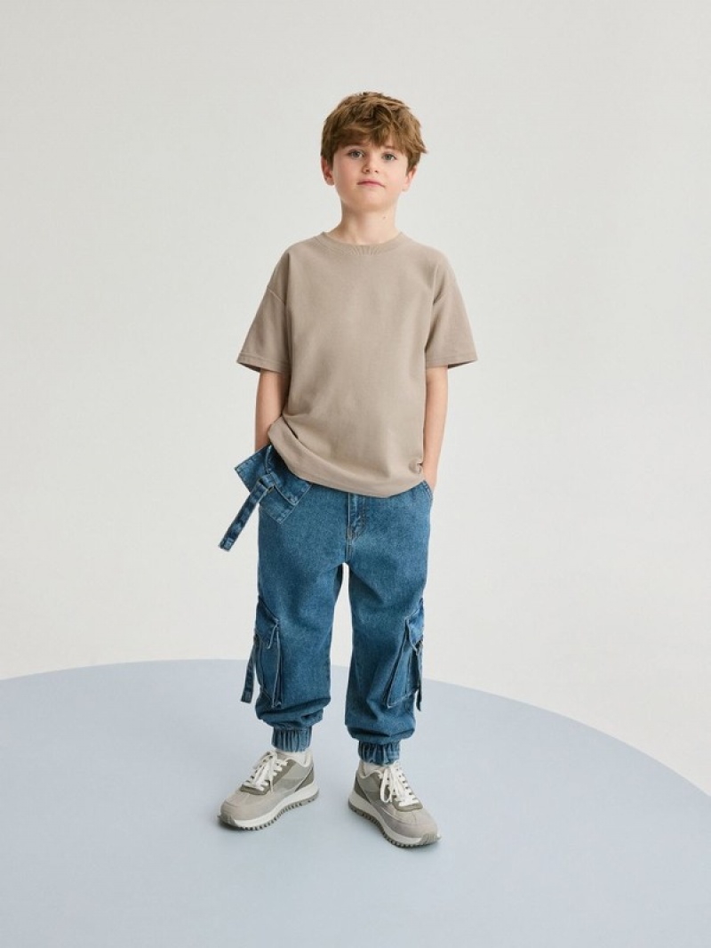 Reserved Oversized T-shirts Jungen Beige | 1476-UPYBV