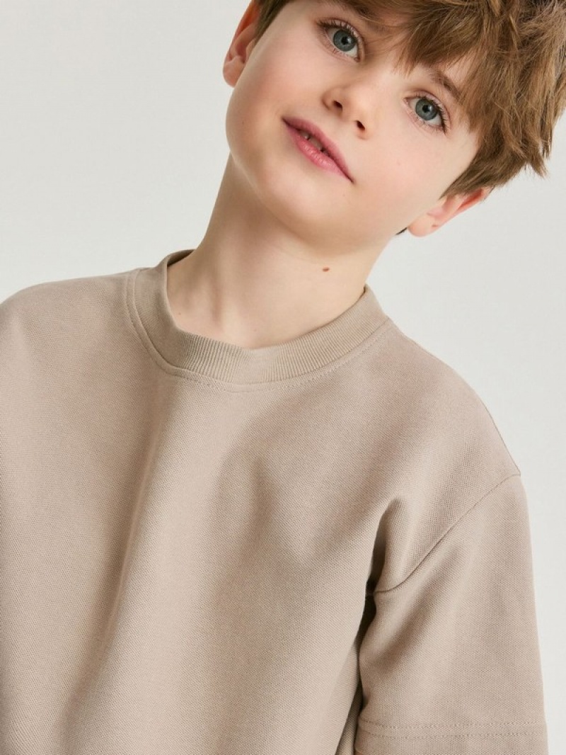 Reserved Oversized T-shirts Jungen Beige | 1476-UPYBV