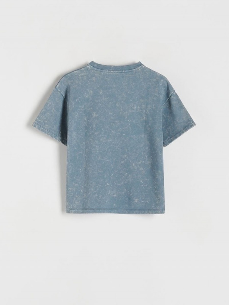 Reserved Oversized T-wash Effect T-shirts Jungen Helltürkis | 4768-UIWRA