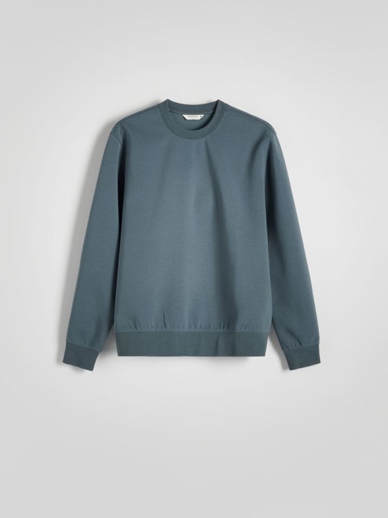 Reserved Plain Baumwoll Rich Sweatshirts Herren Grau Blau | 8125-WEXHR