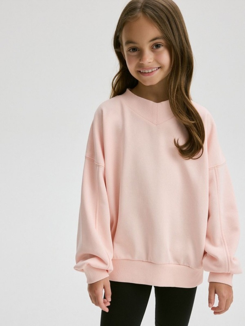 Reserved Plain Baumwoll Rich Sweatshirts Mädchen Koralle | 5816-IQJYW