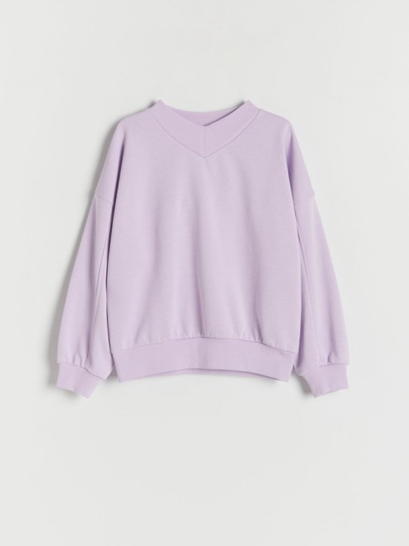 Reserved Plain Baumwoll Rich Sweatshirts Mädchen Lavendel | 5630-XFPHY