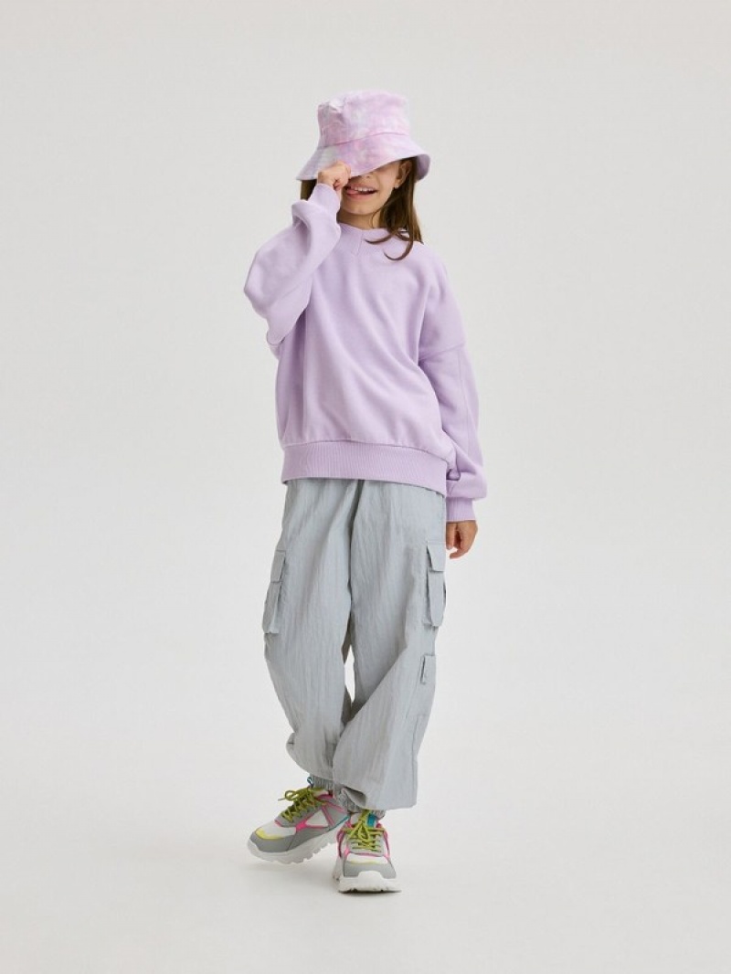 Reserved Plain Baumwoll Rich Sweatshirts Mädchen Lavendel | 5630-XFPHY