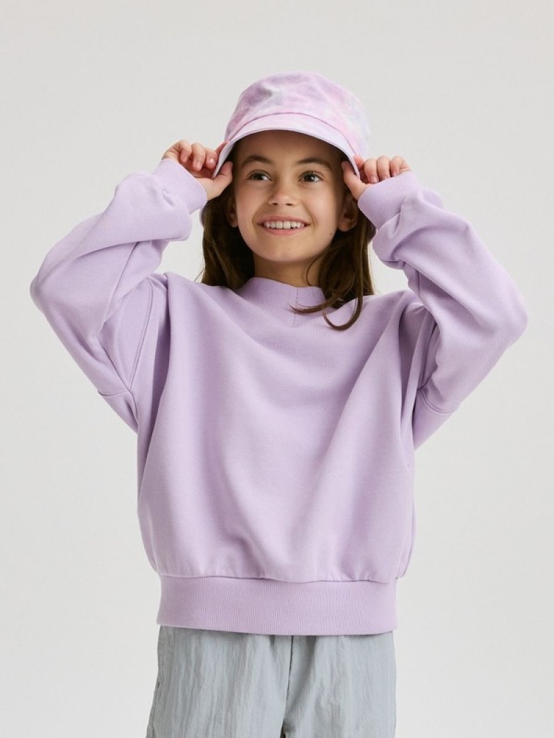 Reserved Plain Baumwoll Rich Sweatshirts Mädchen Lavendel | 5630-XFPHY