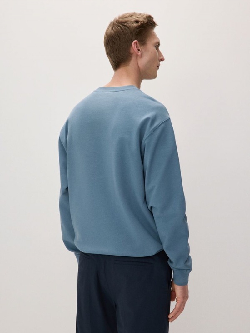 Reserved Plain Sweatshirts Herren Grau Blau | 3725-TDCOM