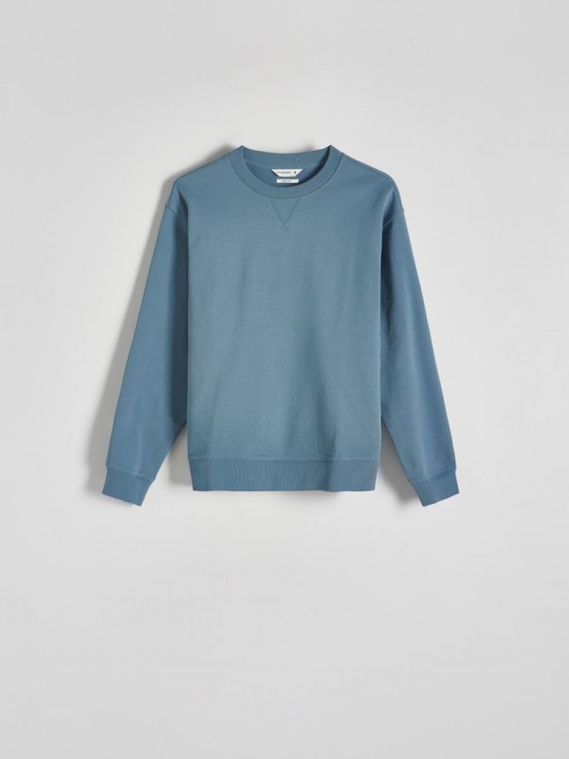 Reserved Plain Sweatshirts Herren Grau Blau | 3725-TDCOM