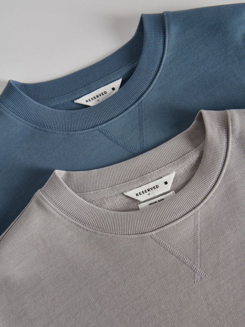 Reserved Plain Sweatshirts Herren Grau Blau | 3725-TDCOM