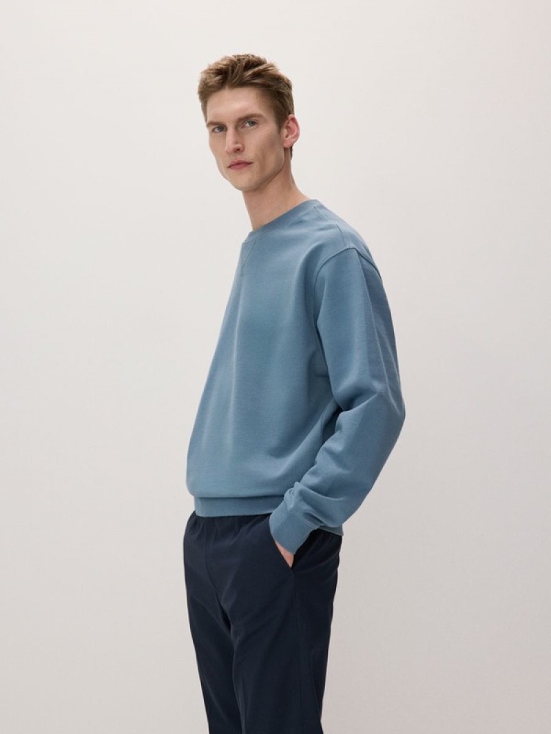 Reserved Plain Sweatshirts Herren Grau Blau | 3725-TDCOM