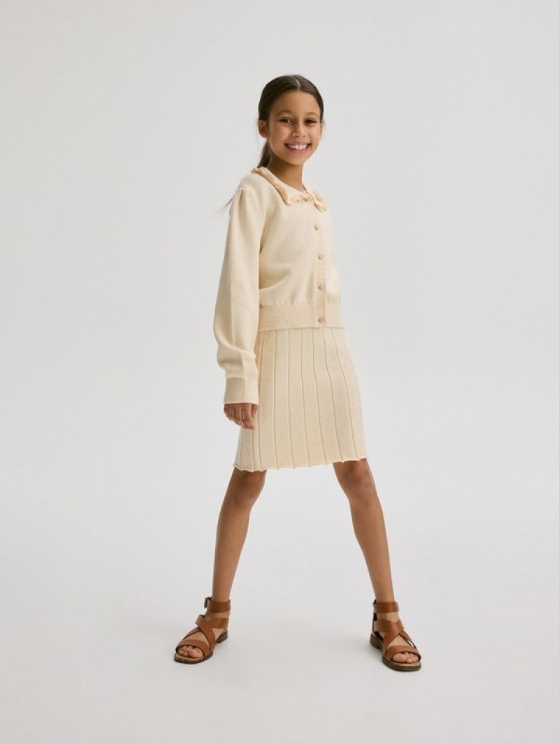 Reserved Pleats Kleid Mädchen Beige | 6752-EYXQG