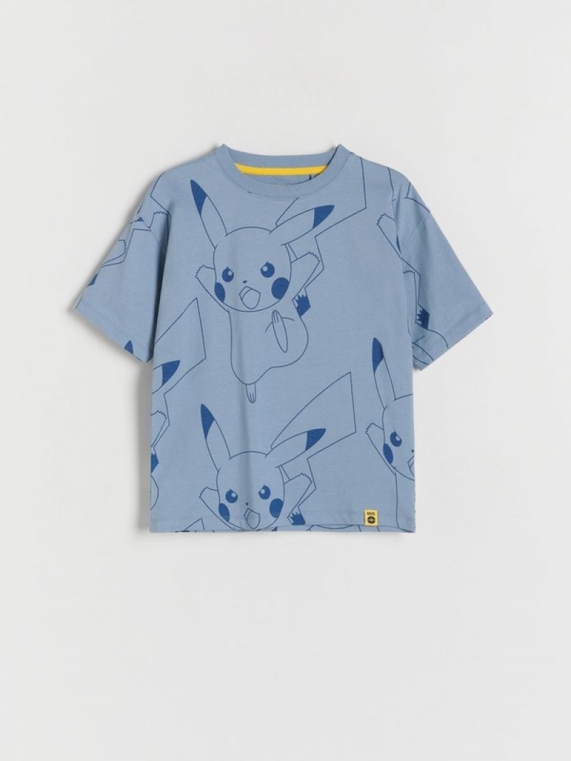 Reserved Pokémon Oversized T-shirts Jungen Blau | 1589-STHKD